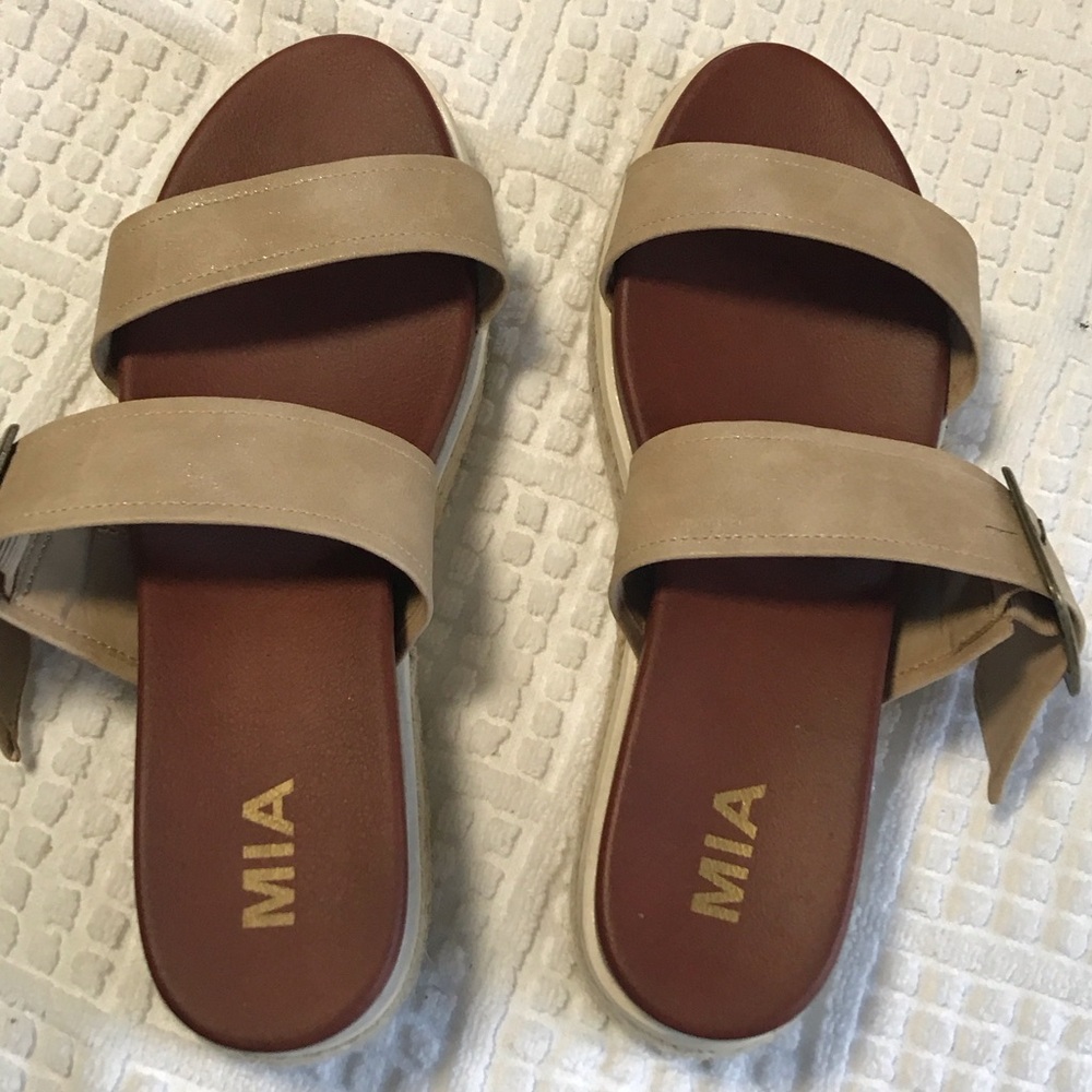 MIA Beige Slide Sandals for Women